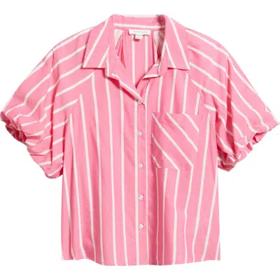 Beachlunchlounge Biance Bubble Sleeve Button-up Top In Multi