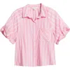 Beachlunchlounge Biance Bubble Sleeve Button-up Top In Pink