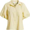 Beachlunchlounge Biance Bubble Sleeve Button-up Top In Yellow