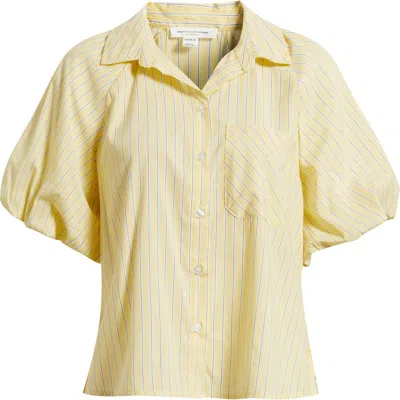 Beachlunchlounge Biance Bubble Sleeve Button-up Top In Yellow