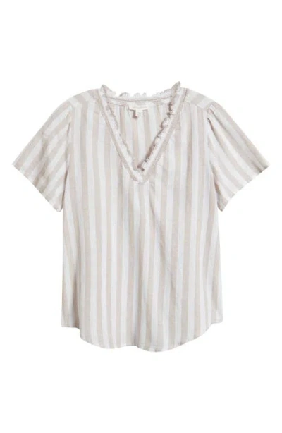 Beachlunchlounge Bree Ruffle Linen & Cotton Top In Neutral
