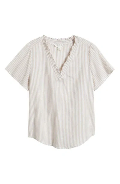 Beachlunchlounge Bree Ruffle Linen & Cotton Top In Neutral