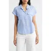 Beachlunchlounge Brianna Stripe Cotton Blend Button-up Shirt In Blue