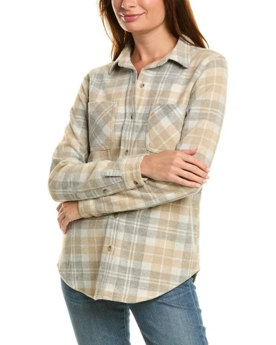 Beachlunchlounge Button Front Shirt Jacket In Grey