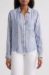 Beachlunchlounge Kaylee Heart Stripe Long Sleeve Button-up Shirt