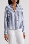 Beachlunchlounge Kaylee Heart Stripe Long Sleeve Button-up Shirt