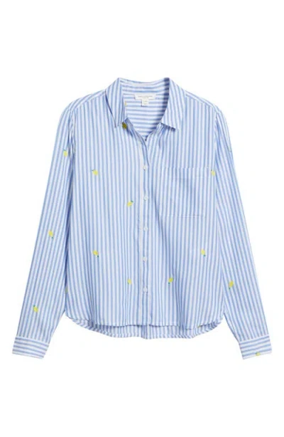 Beachlunchlounge Caitlin Embroidered Shirt In Lemon Sqeeze