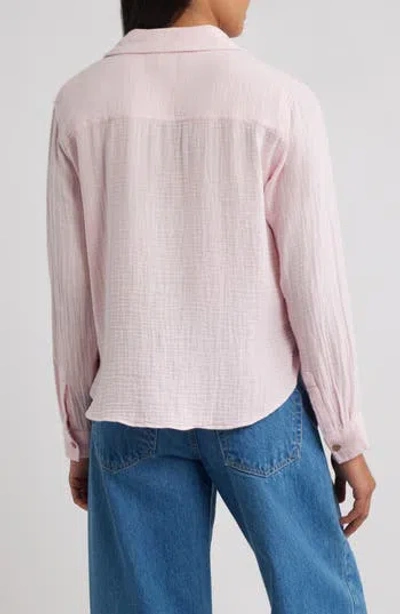 Beachlunchlounge Cameletta Cotton Gauze Button-up Shirt In Pink