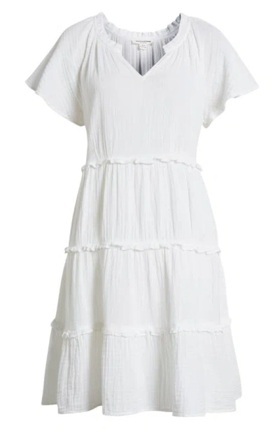 Beachlunchlounge Camila Cotton Gauze Tiered Dress In White