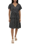 Beachlunchlounge Camila Floral Flutter Sleeve Dress In Spots Noir