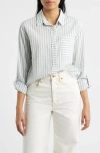 Beachlunchlounge Campbell Directional Stripe Long Sleeve Cotton Blend Button-up Shirt In Gray