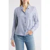 Beachlunchlounge Candace Stripe Button-up Shirt In Blue