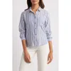 Beachlunchlounge Candace Stripe Button-up Shirt In Blue
