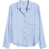 Beachlunchlounge Candace Stripe Button-up Shirt In Blue