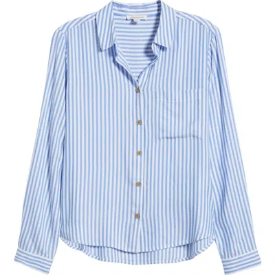 Beachlunchlounge Candace Stripe Button-up Shirt In Blue