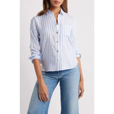 Beachlunchlounge Candace Stripe Button-up Shirt In Blue Veil