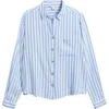 Beachlunchlounge Candace Stripe Button-up Shirt In Blue