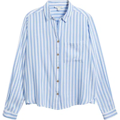 Beachlunchlounge Candace Stripe Button-up Shirt In Blue