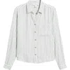 Beachlunchlounge Candace Stripe Button-up Shirt In Green Moss