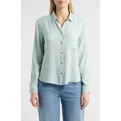 Beachlunchlounge Candace Stripe Button-up Shirt In Blue