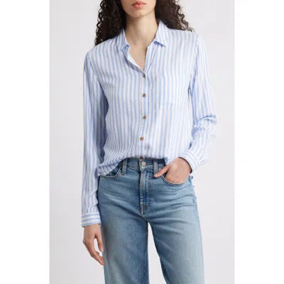 Beachlunchlounge Candace Stripe Button-up Shirt In Blue