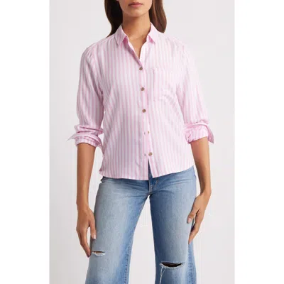 Beachlunchlounge Candace Stripe Button-up Shirt In Blue