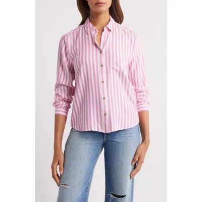 Beachlunchlounge Candace Stripe Button-up Shirt In Blue