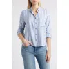 Beachlunchlounge Candace Stripe Button-up Shirt In Slate Blue