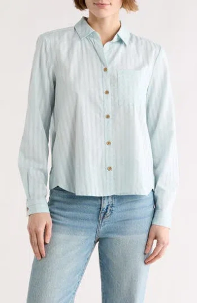 Beachlunchlounge Candace Stripe Cotton Button-up Shirt In Blue