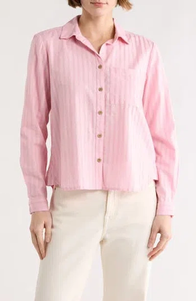 Beachlunchlounge Candace Stripe Cotton Button-up Shirt In Pink