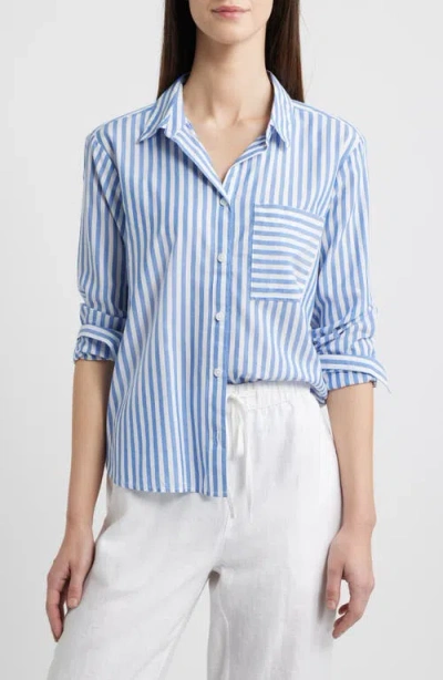Beachlunchlounge Candy Stripe Cotton Blend Button-up Shirt In Bond Street
