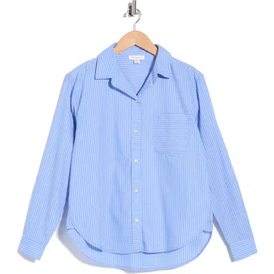 Beachlunchlounge Carson Stripe Button-up Shirt In Blue