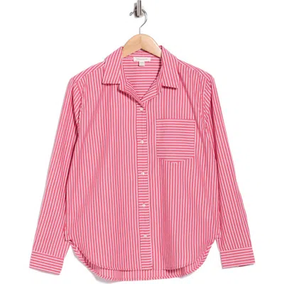 Beachlunchlounge Carson Stripe Button-up Shirt In Pink