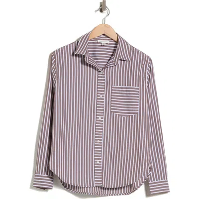 Beachlunchlounge Carson Stripe Button-up Shirt In Brown