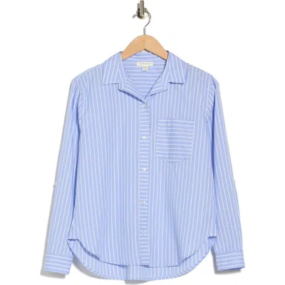 Beachlunchlounge Carson Stripe Button-up Shirt In Blue