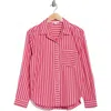 Beachlunchlounge Carson Stripe Button-up Shirt In Ruby Lines