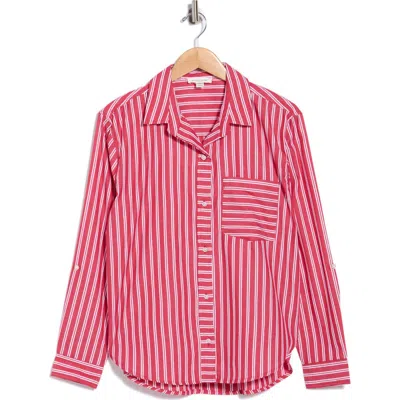 Beachlunchlounge Carson Stripe Button-up Shirt In Pink