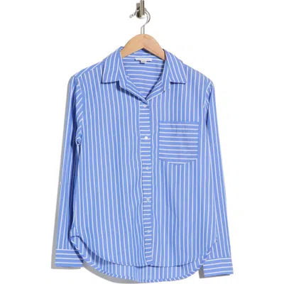 Beachlunchlounge Carson Stripe Button-up Shirt In Blue