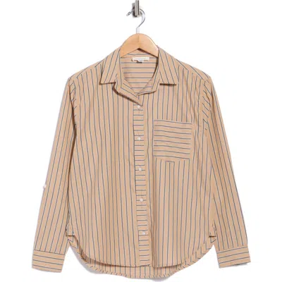 Beachlunchlounge Carson Stripe Button-up Shirt In Neutral