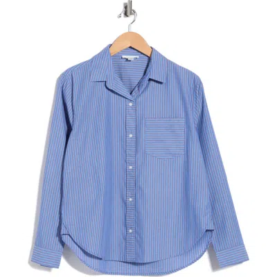 Beachlunchlounge Carson Stripe Button-up Shirt In Blue