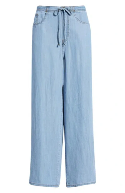 Beachlunchlounge Cass Chambray Drawstring Pants In Blue