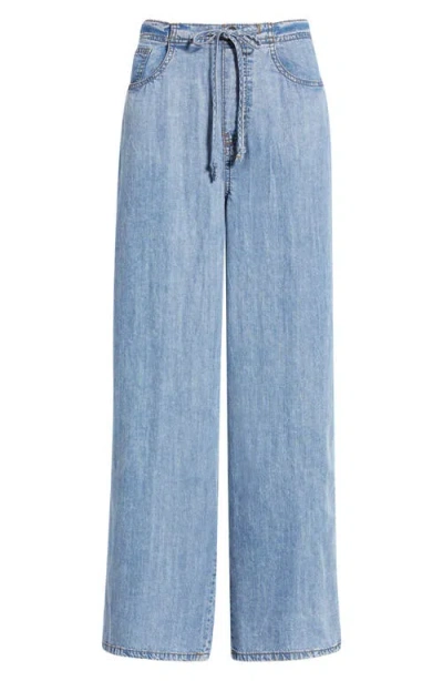 Beachlunchlounge Cass Chambray Drawstring Pants In Blue