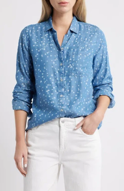 Beachlunchlounge Cassie Chambray Button-up Shirt In Animal Print