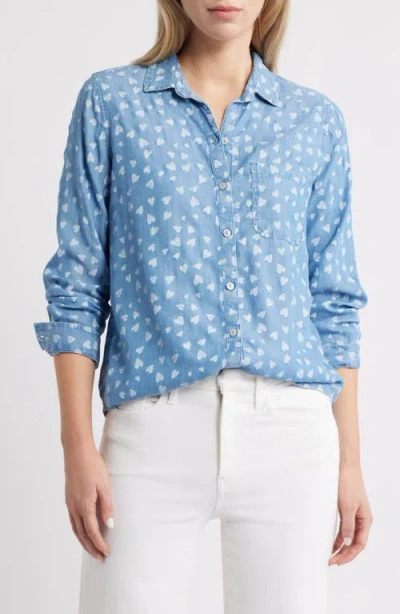 Beachlunchlounge Cassie Chambray Button-up Shirt In Animal Print