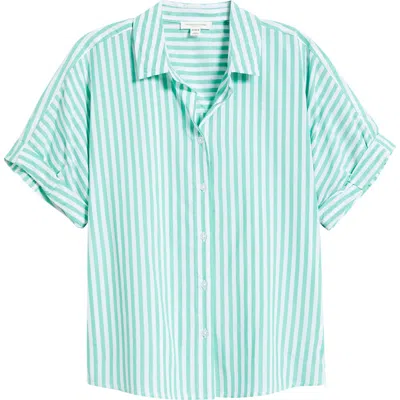 Beachlunchlounge Chase Cotton & Modal Button-up Shirt In Blue