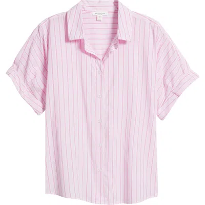 Beachlunchlounge Chase Cotton & Modal Button-up Shirt In Pink
