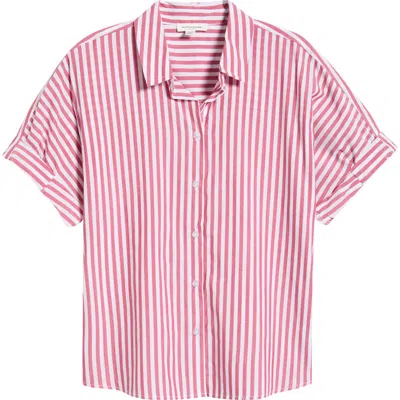 Beachlunchlounge Chase Cotton & Modal Button-up Shirt In Pink