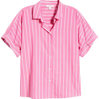 Beachlunchlounge Chase Cotton & Modal Button-up Shirt In Pink