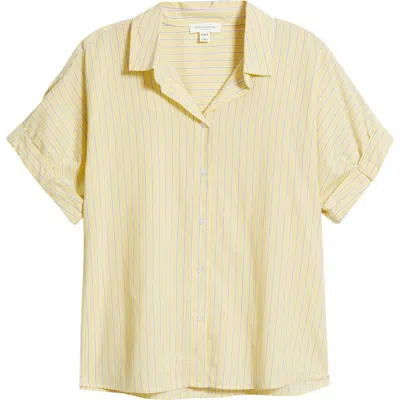 Beachlunchlounge Chase Cotton & Modal Button-up Shirt In Yellow