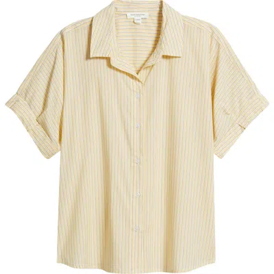Beachlunchlounge Chase Cotton & Modal Button-up Shirt In Yellow